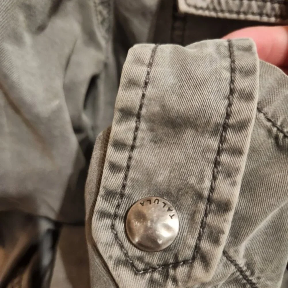 Talula Aritzia Grey Cotton Utility Field Jacket Hooded‎ Military Parka Medium